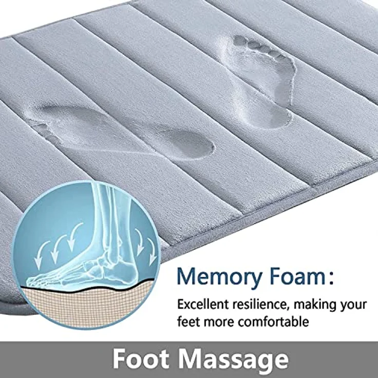 Homaxy Memory Foam Badezimmer Badteppich Saugfähige Rutschfester Badvorleger Waschbar Badematte - 43x120 cm, Grau – Bild 4