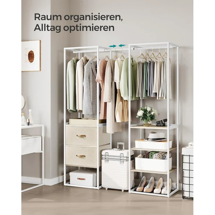 Songmics Kleiderschrank Kleiderständer hochbelastbar, 2 Schubladen, 4 Ablagen – Bild 2