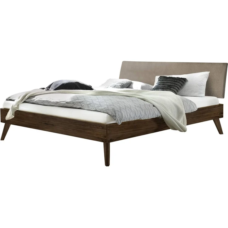 Hasena Massivholzbett Pesaro Nussbaum mit Polsterkopfteil 90x210 cm, Komforthöhe 25 cm – Bild 1