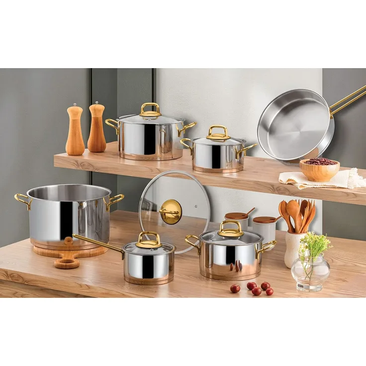 Hermia Concept 'Dilan4018' Topfset (11-teilig), Silber / Gold, 28 x 28 cm, 11000 ml
