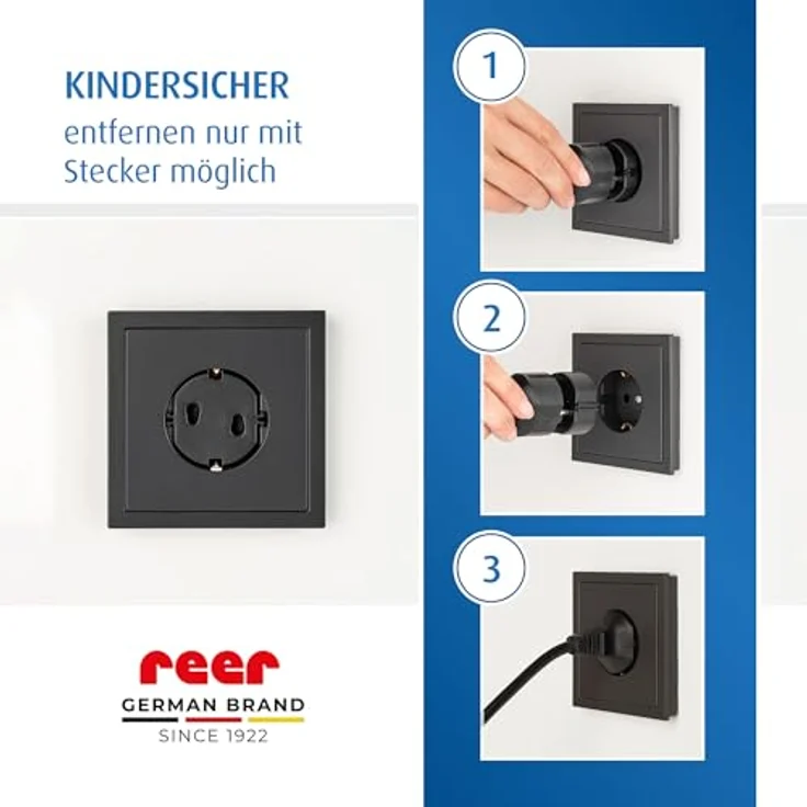 reer Steckdosenkappe, das Original vom Erfinder des Steckdosen-Schutzes, schwarz, 20 Stück – Bild 7