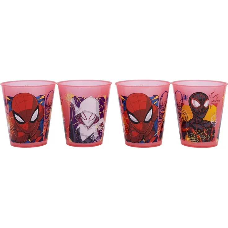 Spiderman Kinder Becher Set 4 teilig 285 ml aus Polypropylen