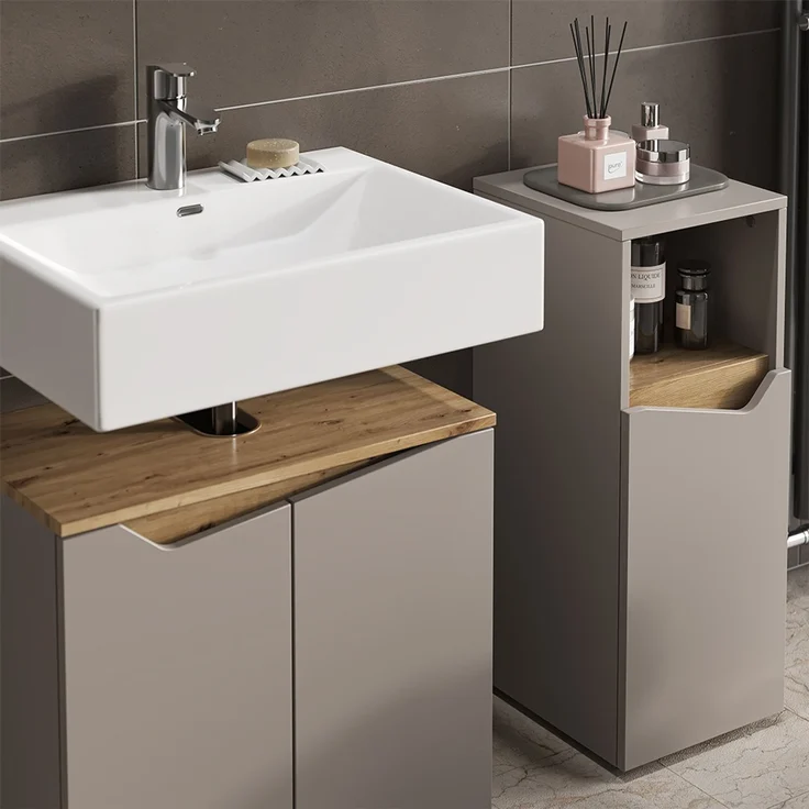 Badmöbel-Set Marelle Greige 4 Teile Vicco – Bild 5