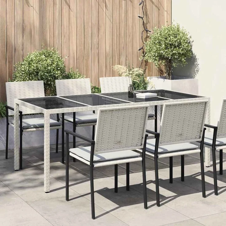 vidaXL Gartentisch Weiß 190 x 90 x 75 cm Poly-Rattan 362549 – Bild 1