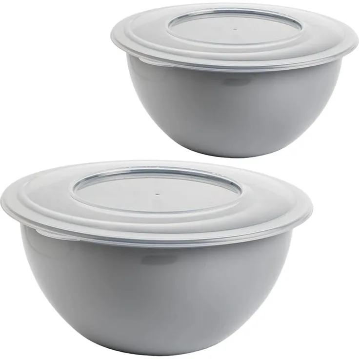 Centi Aufbewahrungsschüssel Schüssel mit Deckel 5l Rührschüssel Set grau, Kunststoff, (2er-Set)