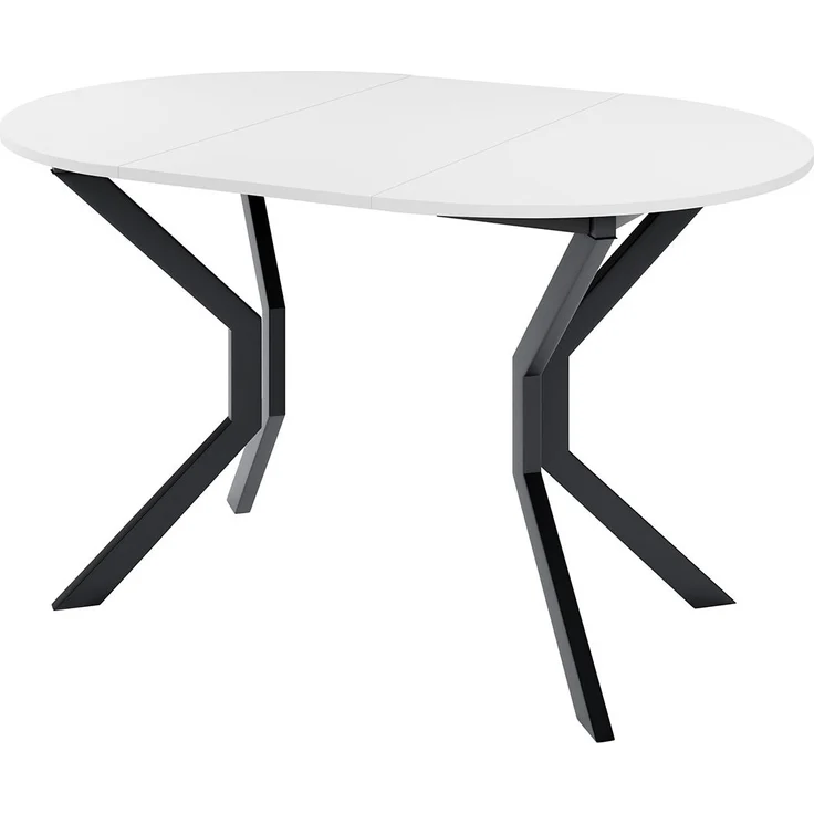 Runder Ausziehbarer Esstisch Dirko M (Farbe: Grau Marmor/Schwarz) – Bild 4