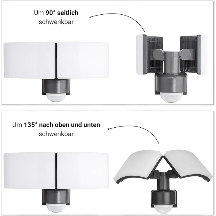SEBSON Außen-Wandleuchte LED Außenwandleuchte mit Bewegungsmelder 10m/240° IP65 40W kaltweiß, Kaltweiß, IR Sensor, programmierbar, schwenkbar, Wand- und Eckmontage möglich – Bild 6