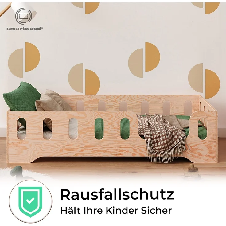 smartwood Kinderbett Bodenbett 90x180 mit Rausfallschutz & Lattenrost - Holz - Kinder Montessori Bett TILA 2P mit glatten Kanten - Betten für schnelle Montage - Bis 230 kg belastbar – Bild 6
