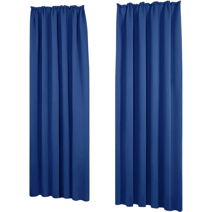 Deconovo Thermo Vorhänge mit Kräuselband für Schiene Sichtschutz Königsblau | 2er Set, H 160 x B 140 cm, Blickdichte Gardinen, Hitzeschutz, Schlafzimmer, Sonnenschutz, Wärmehaltung, Wohnzimmer Deko