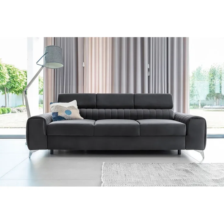 Sofa 3-Sitzer mit Schlaffunktion Schlafsofa ELENI Stoff Monolith Graphit