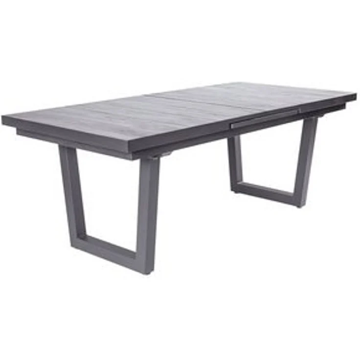 KERAMO Ausziehtisch 100x200, Platte Keramik Holzoptik dunkelgrau, Alu- Gestell V-Fuß, Synchronauszug – Bild 6