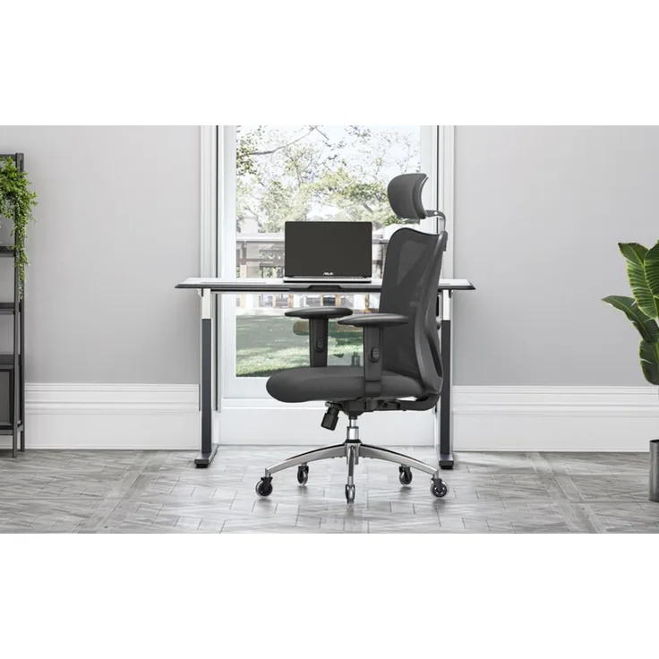 SIHOO Ergonomischer Schreibtischstuhl, Drehstuhl hat Verstellbarer Lordosenstütze, Kopfstütze und Armlehne, Höhenverstellung und Wippfunktion, Rückenschonend, Bürostuhl bis 150kg/330LB Belastbar
