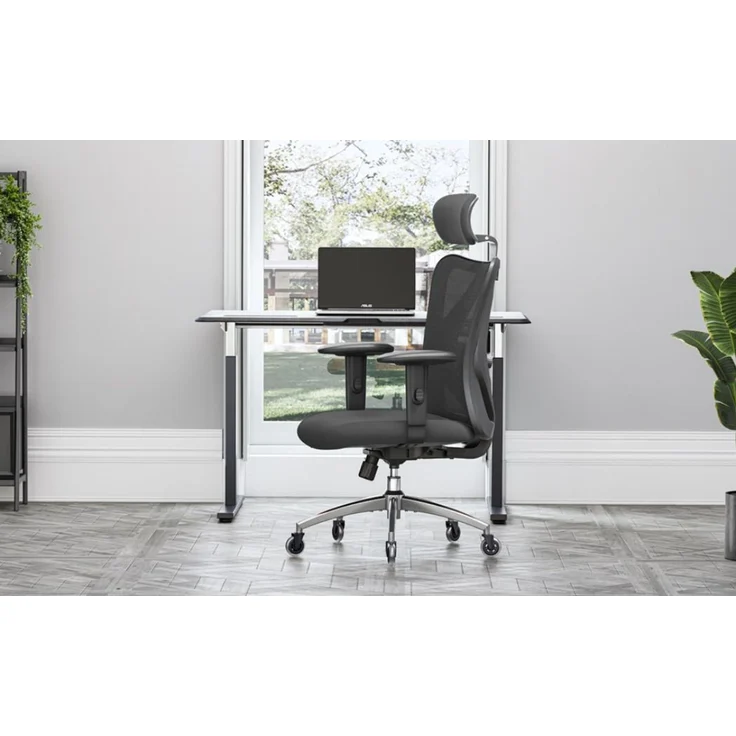 SIHOO Ergonomischer Schreibtischstuhl, Drehstuhl hat Verstellbarer Lordosenstütze, Kopfstütze und Armlehne, Höhenverstellung und Wippfunktion, Rückenschonend, Bürostuhl bis 150kg/330LB Belastbar – Bild 1