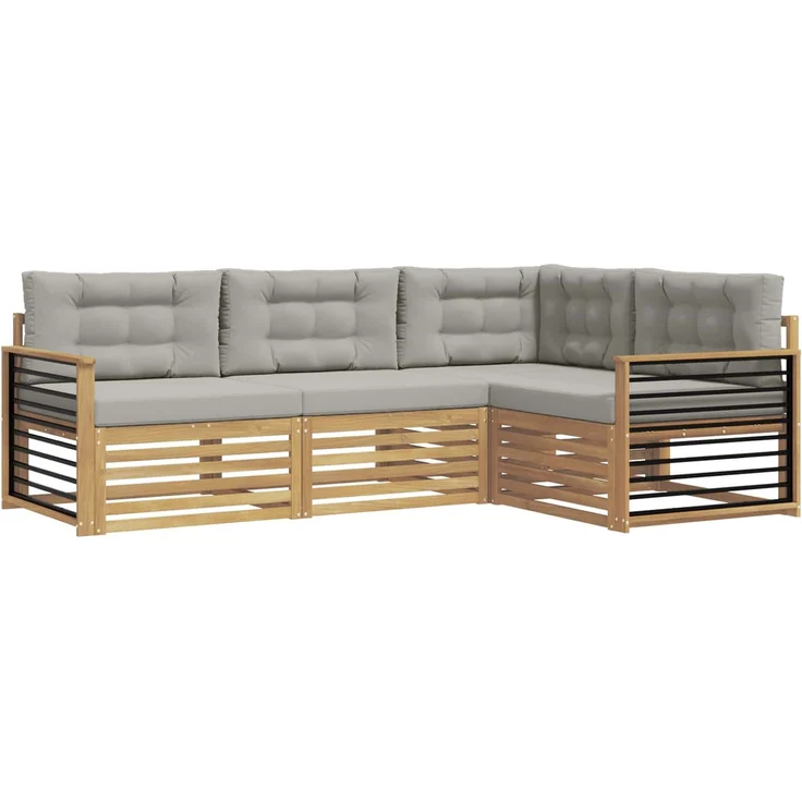 vidaXL Outdoor-Sofagarnitur 4 stk. 4-Sitzer Weiß und Hellgrau 3390416 – Bild 2