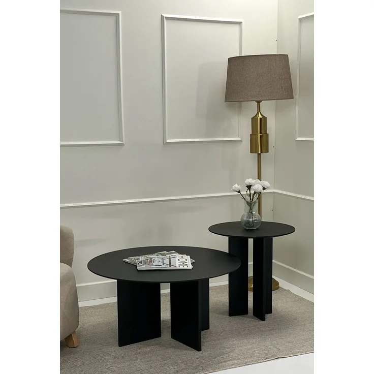 Skye Decor 'Leo (45 + 42) - Black' Couchtisch-Set, Schwarz, 80 x 42 x 80 cm
