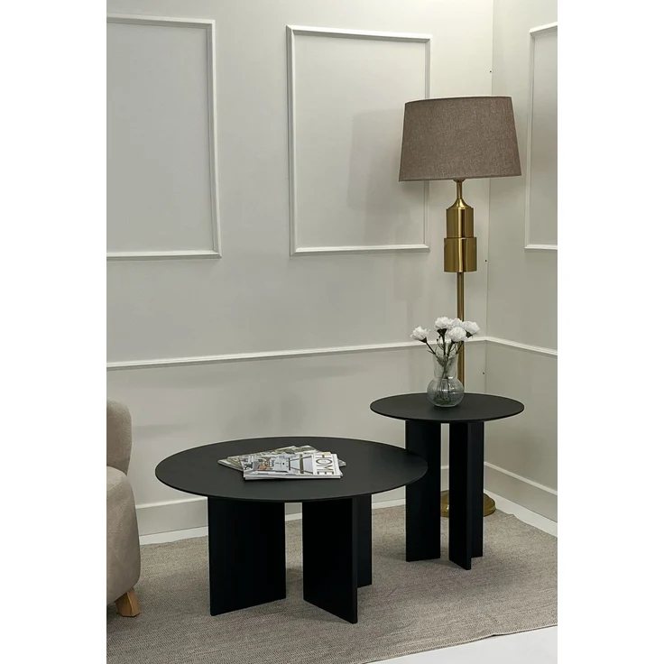 Skye Decor 'Leo (45 + 42) - Black' Couchtisch-Set, Schwarz, 80 x 42 x 80 cm – Bild 1