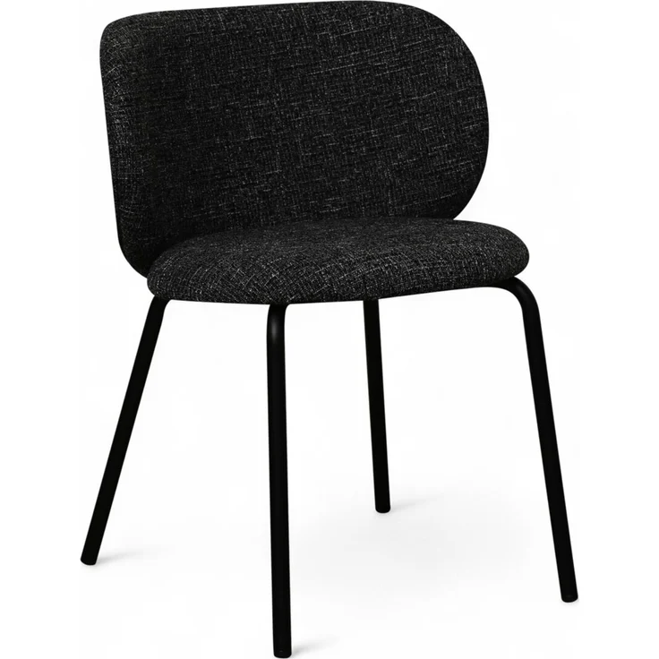 Esszimmerstuhl Annam 2er-Set aus Boucle-Stoff - mit Metallgestell, Schwarz – Bild 3