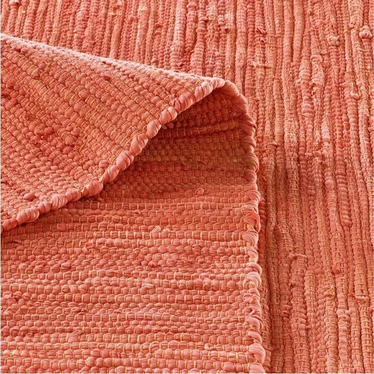 TaraCarpet Teppich Flickenteppich TaraCarpet Sylt mit Fransen, rechteckig, Höhe: 5 mm, Wohnzimmer Schlafzimmer Küchenteppich terracotta 120x180 – Bild 4