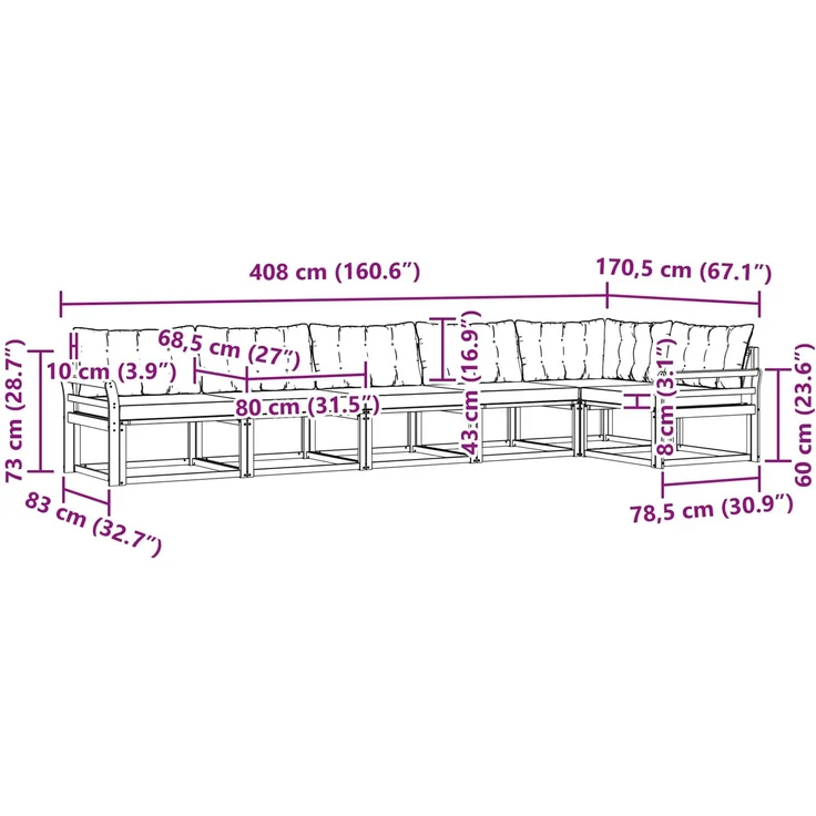 vidaXL Outdoor-Sofagarnitur 6 stk. Weiß und Schwarz 3388734 – Bild 12