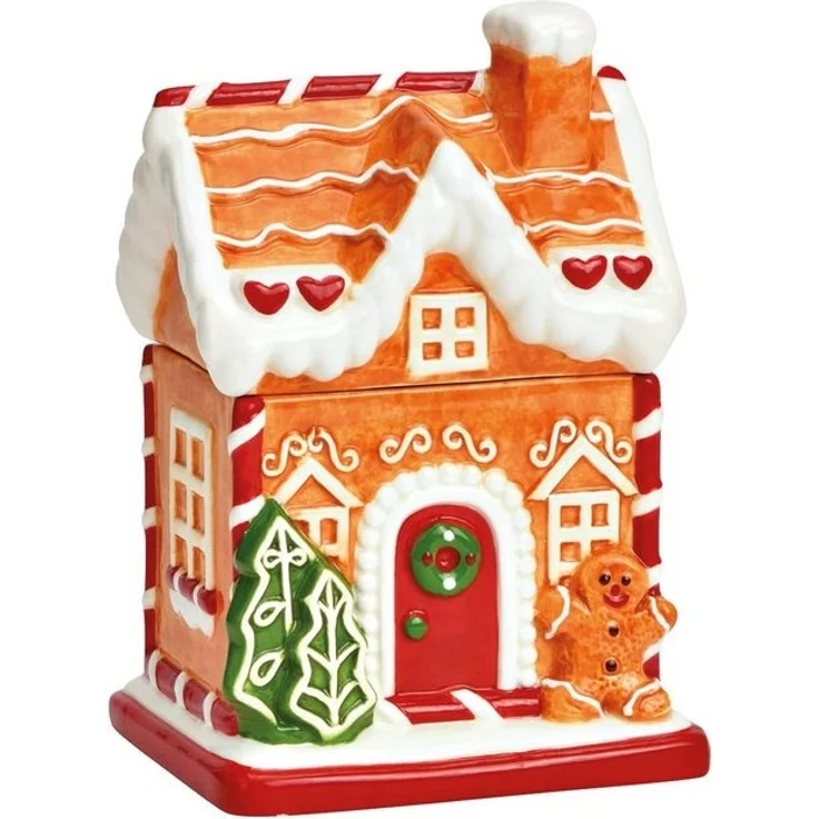 matches21 HOME & HOBBY Vorratsdose Weihnachtliche Aufbewahrungsdose mit Lebkuchenhaus, 16x27 cm, Keramik, (1-tlg), Festliche Keramikdose für weihnachtliche Leckereien – Bild 4