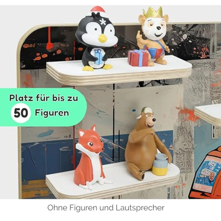 stadtecken Holzregal für Musikbox I Geeignet für die Toniebox und ca. 50 Tonies I Perfekte Tonie Aufbewahrung im Kinderzimmer I Zum Aufstellen oder Aufhängen I Astronaut, groß – Bild 5