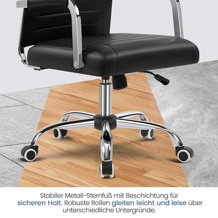 Yaheetech Bürostuhl ergonomischer Schreibtischstuhl mit Armlehnen, Chefsessel Computerstuhl hoher Rückenlehne, Arbeitsstuhl mit Wippfunktion bis 136 kg Belastbar Schwarz – Bild 10