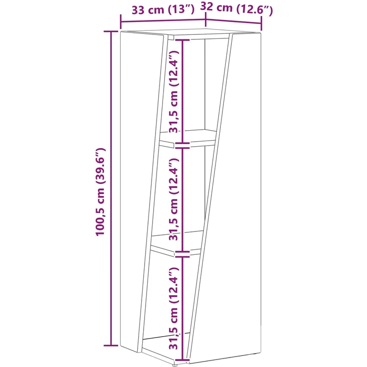 vidaXL Seitenregal Hochglanz Weiß 33 x 32 x 100,5 cm Holzwerkstoff 892421 – Bild 10