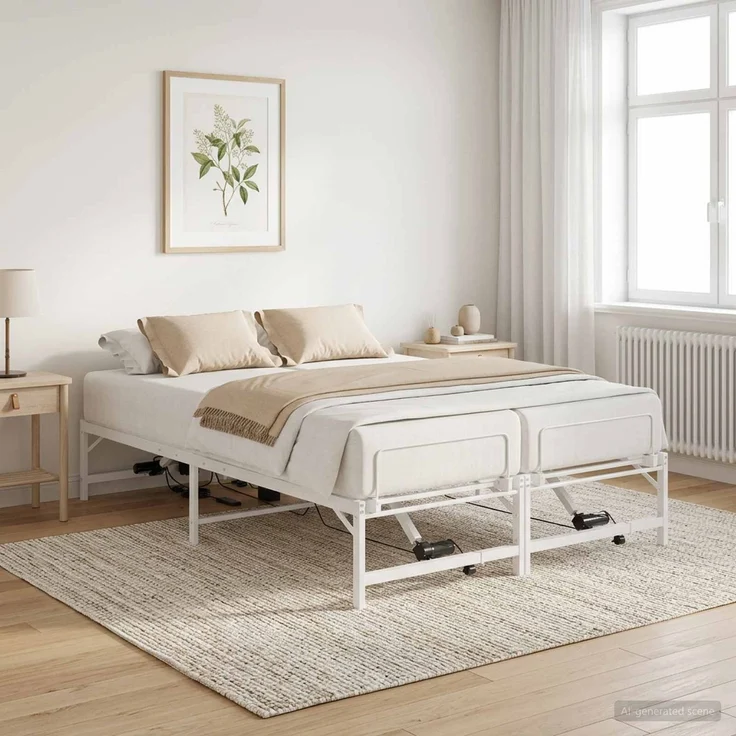 vidaXL Elektrisch verstellbares Bettgestell Weiß 150 x 200 cm Stahl 3438633 – Bild 4