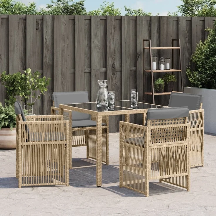 vidaXL Gartenstühle mit Kissen 4 Stk. Beigemischung Poly Rattan 364972 – Bild 2
