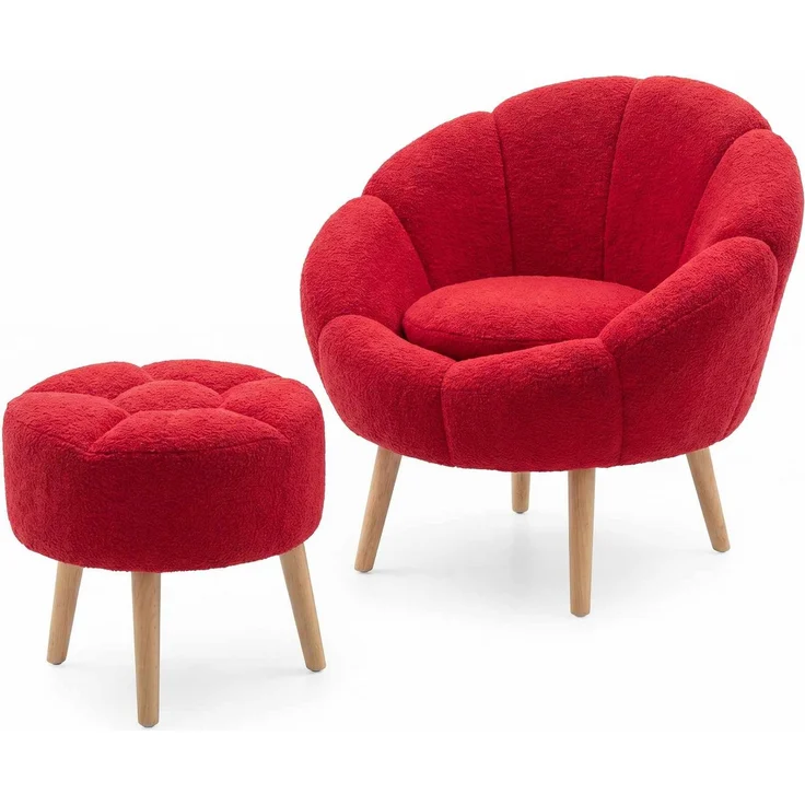 Hanah Home 'Lida - Fuchsia' Ohrensessel- und Hocker-Set (2-teilig), Fuchsie, 75 x 100 x 42 cm – Bild 2