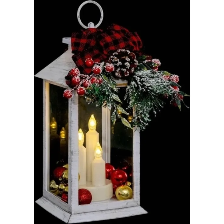 Fééric Lights and Christmas Stroik LED lampion ze świecami wys. 29 cm