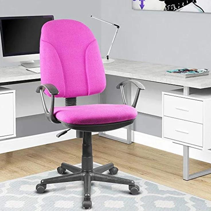 BAKAJI Stuhl, Schreibtisch, Präsidentschaftsbüro, aus atmungsaktivem Stoff und Struktur aus Polypropylen, 360 Grad, Richtung, verstellbare Höhe (Rosa) – Bild 3
