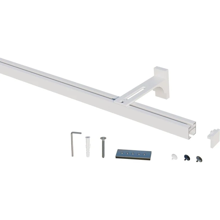 Gardineum Innenlaufschiene Eckige Innenlaufstange/ Gardinenstange 20x20mm mit Wandhalterung-1lfg – Bild 2