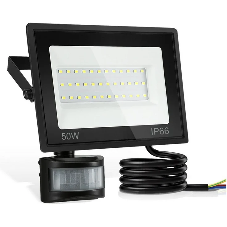 Clanmacy LED Flutlichtstrahler LED Fluter mit Bewegungsmelder 50W Außenleuchte Kaltweiß Spotlight – Bild 5