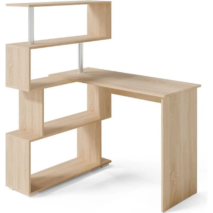 Mondeer Eckschreibtisch Schreibtisch, mit 360 Grad Drehbarem Bücherregal 157 x 45 x 130,5 cm