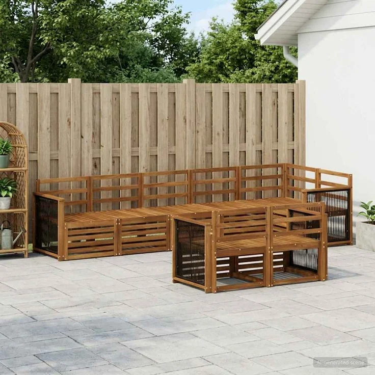 vidaXL Outdoor-Sofagarnitur 7 stk. 8-Sitzer Natur Massivholz Akazie 3384500 – Bild 1