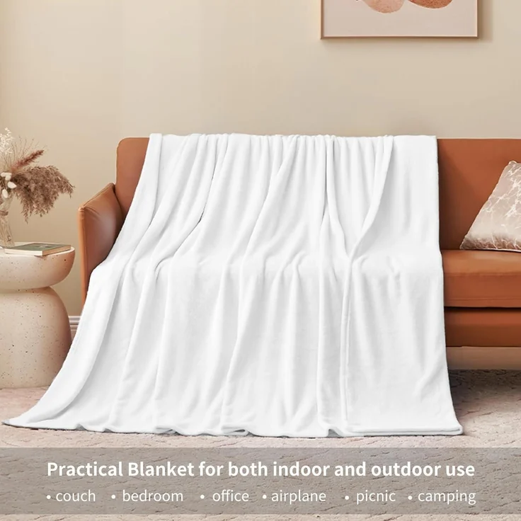Kuscheldecke Fleecedecke Wohndecke Kinder Sofa 130 x 150 cm Weiß – Bild 3