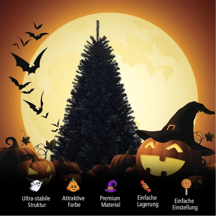 COSTWAY Künstlicher Weihnachtsbaum, 225cm, mit 1258 PVC Spitzen & Ständer – Bild 3