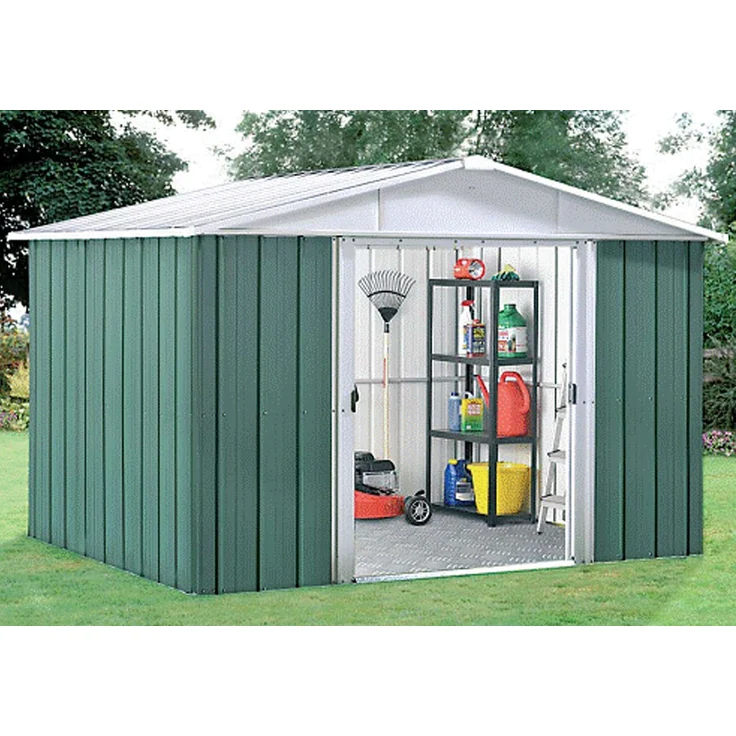 Yardmaster Metall-Gerätehaus "Bayern" Modell 108, grün, 6,44 m²,mit Bodenrahmen – Bild 2