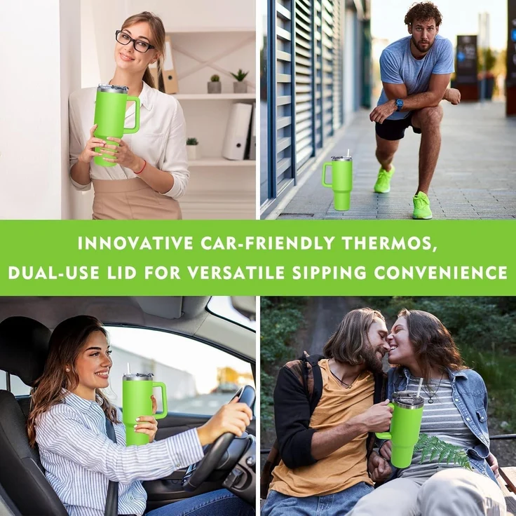 Thermobecher 1180ML mit 2-in-1-Deckel Kaffeebecher to go Strohhalm Edelstahl – Bild 7