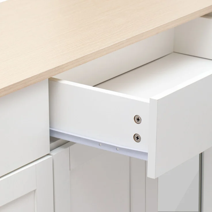 Abrihome Sideboard mit Holzoptik und Glastür im Landhausstil, Weiß, 80x37x120 cm – Bild 4