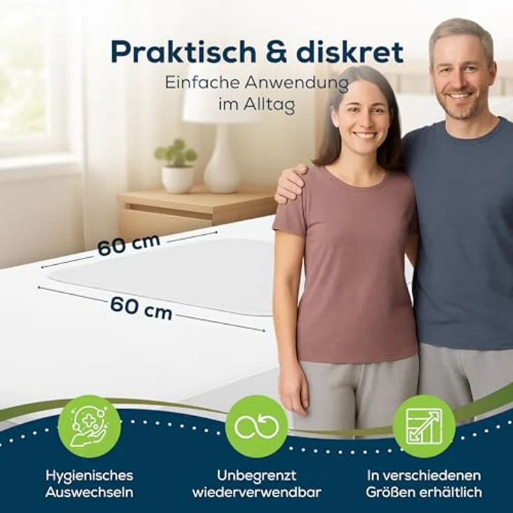 Sensalou Matratzen Auflage 60x60 cm wasserdicht - 2 Stück Inkontinenz Matratzenschutz Unterlage waschbar – Bild 3