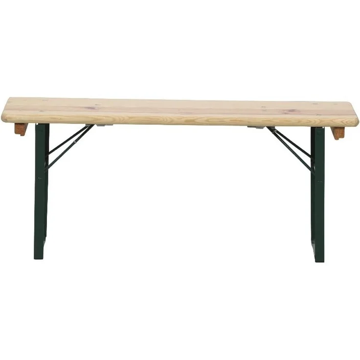 Fun Star Festzeltgarnitur, 3-teilig, klappbar, Holz natur / Stahl grün, 110 x 50 x 79 cm – Bild 3