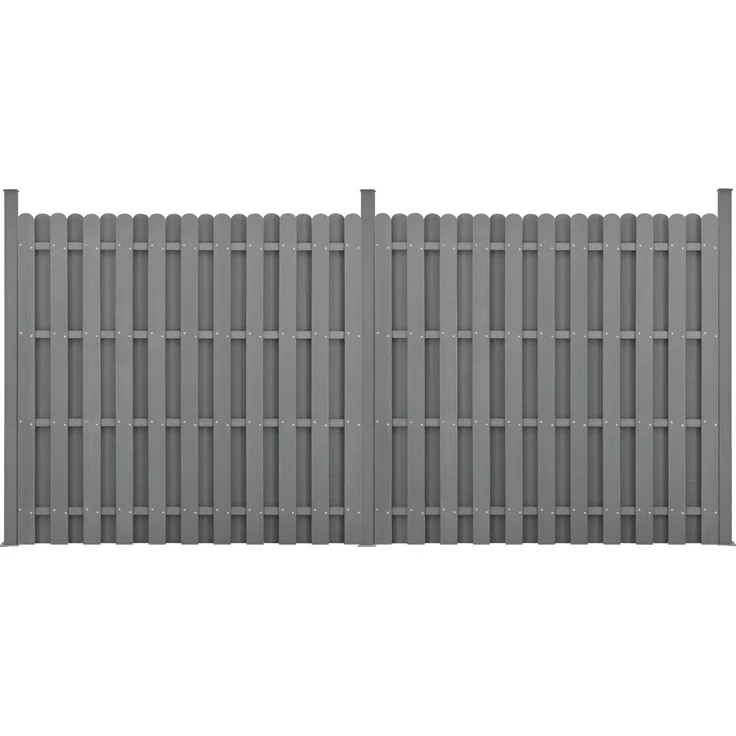 WPC Gartenzaun Langero 185x376 cm Grau neu. holz – Bild 1