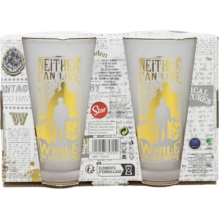 Trinkgläser 2er-Set im Geschenkkarton 480 ml Gläser verschiedene Motive Harry Potter – Bild 2