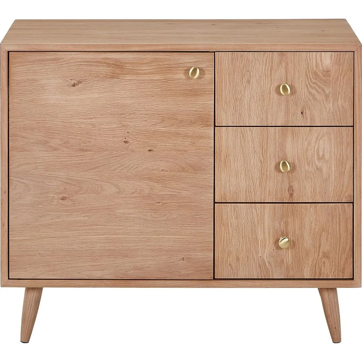Vente-unique - Waschbeckenunterschrank aus Massivholz Eiche - Hell Natur - 93 cm - ZARENO – Bild 2
