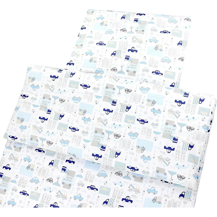 TupTam Kinderbettdecke-Set, Ganzjahresdecke, 2tlg., 1x Bettdecke, 1x Flachkissen, Autos Blau, 135x100 cm – Bild 5