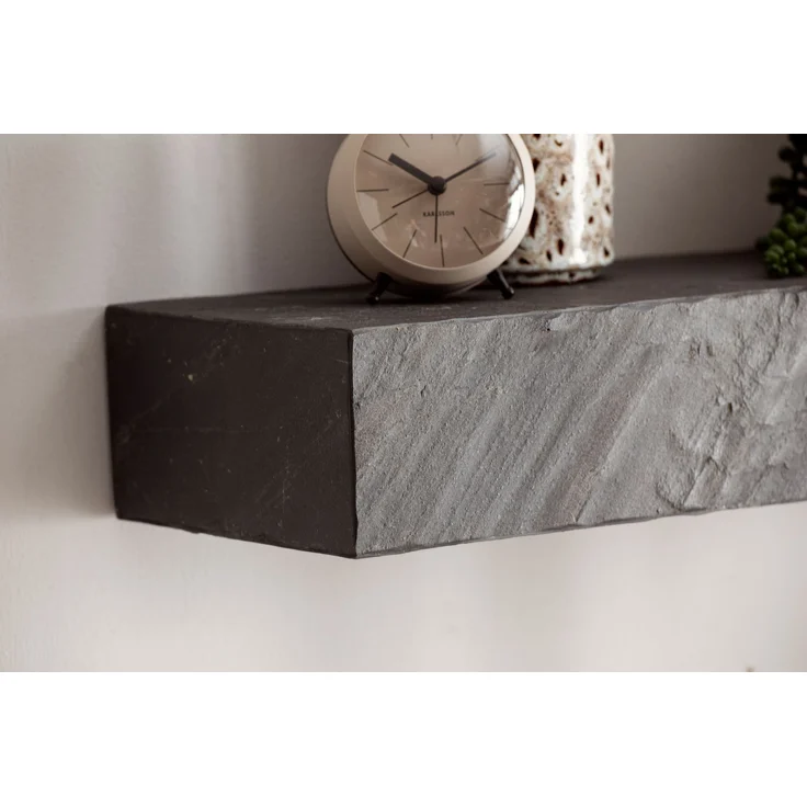 FINEBUY Wandregal FB55701 Massivholz Steinoptik Hängeregal Regal Schweberegal Modern, Hängeregal Rechteckig, Schweberegal Anthrazit, 90x10x20 cm Mango Massivholz / Steinoptik, Modern – Bild 5