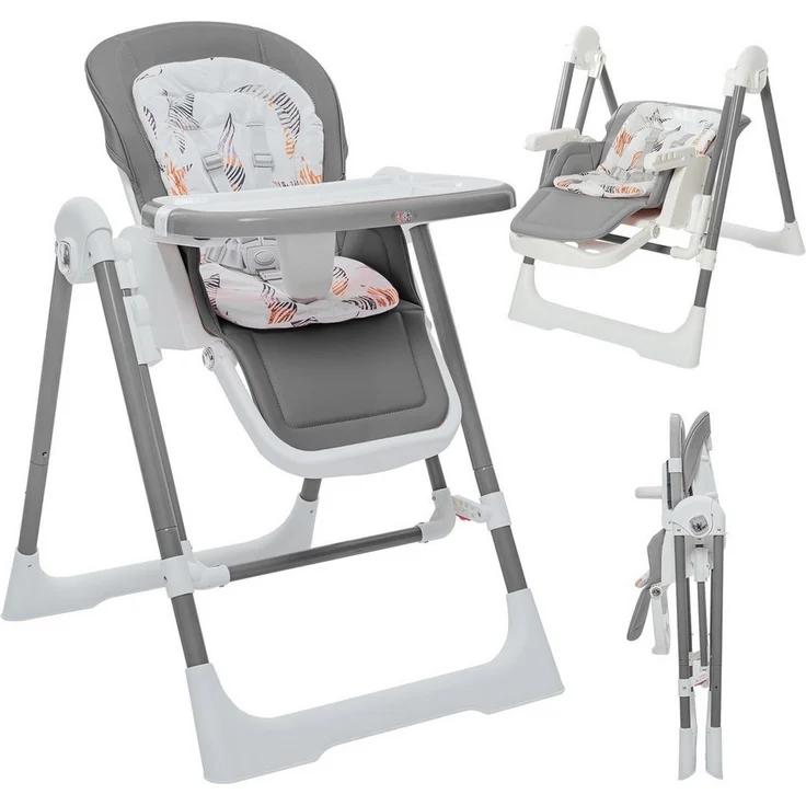 Baby Vivo Hochstuhl Kinderhochstuhl 3in1 / Babywippe für Kinder - Lulu in Grau – Bild 1