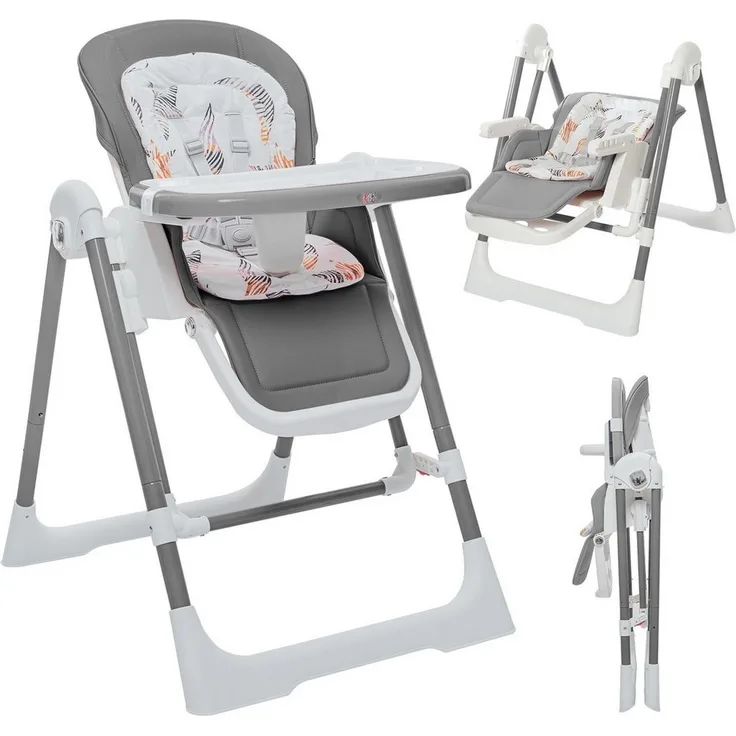 Baby Vivo Hochstuhl Kinderhochstuhl 3in1 / Babywippe für Kinder - Lulu in Grau
